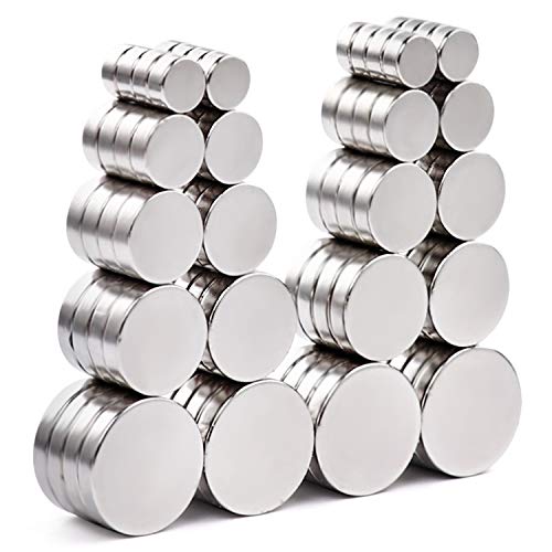 DIYMAG Refrigerator Magnets 80PCS, 5 Different Size, Small Round Disc Cylinder Magnets for Whiteboard, Hobbies, Dry Erase Board and Office Magnets