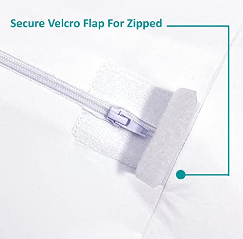 Feather & Stitch Premium Mattress Protector, Bedding Zippered Mattress Encasement, 100% Waterproof Knitted Polyester Bed Cover - Absorbent, Six-Sided Mattress Cover (Queen)