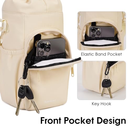 sportsnew Water Bottle Holder with Strap 32oz 40oz Insulated Water Bottle Carrier Sling Bag with Phone Pocket Tumbler Bag Cup Sleeve Crossbody Pouch for Walking Hiking Travelling Carrying, Red
