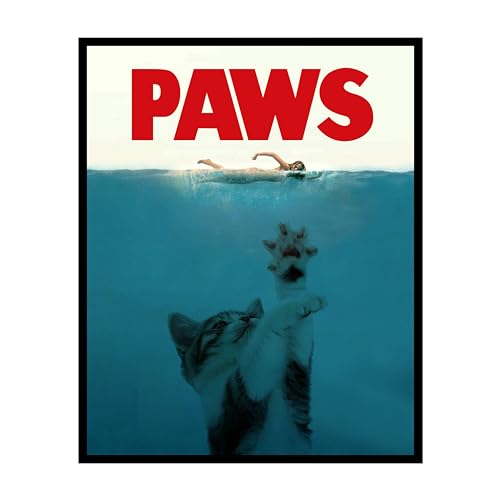 Poster Master Popping Cat Poster - Seascape Print - Altered Art - Trendy Art - Pop Art - Gift for Men, Women & Animal Lover - Funny Decor for Bedroom, Ocean or Beach House, 18x24 Unframed Wall Art