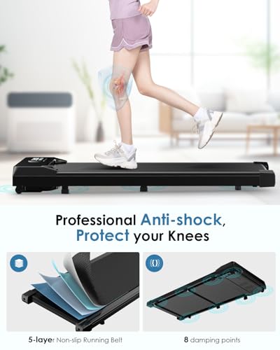 HomeFitnessCode Walking Pad, 5MPH Under Desk Portable Treadmill for Home & Office, 38.5"×15.2" Running Belt, Quiet<45dB, Remote Control, 300 LBS Capacity, Black