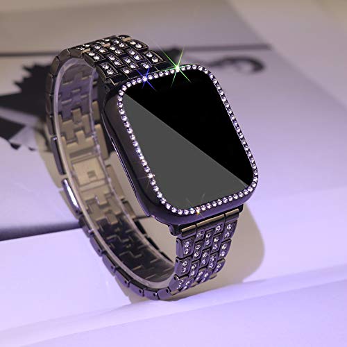 SUPOIX Compatible with Apple Watch Band 41mm + Case, Women Jewelry Bling Diamond Rhinestone Replacement Metal Strap &Soft TPU Protector Case for iWatch Series 8/7(Starlight)