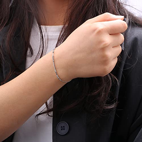 JoycuFF Aunt Friendship Morse Code Bracelets Inspirational Gifts For Best Friends Women Mother Daughter Aunt Sister Mothers Day Birthday Christmas Stianless Steel Jewelry Silver Bracelet