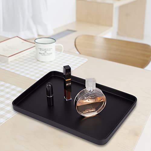 SZYRL Bathroom Sink Vanity Tray, Large Resin Bathroom Tray Perfume Tray Rectangle Decorative Tray Organizer for Vanity Dresser Bathroom Countertop Living Room Kitchen(Black)