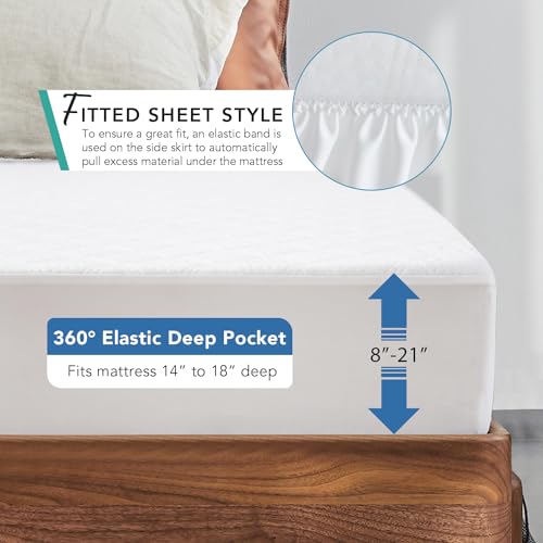 Twin Mattress Protector Waterproof Twin Size Mattress Pad Cover Washable Soft Terry Cooling Breathable Noiseless deep Pocket Matress Protector Twin Vinyl-Free 39" x 75"