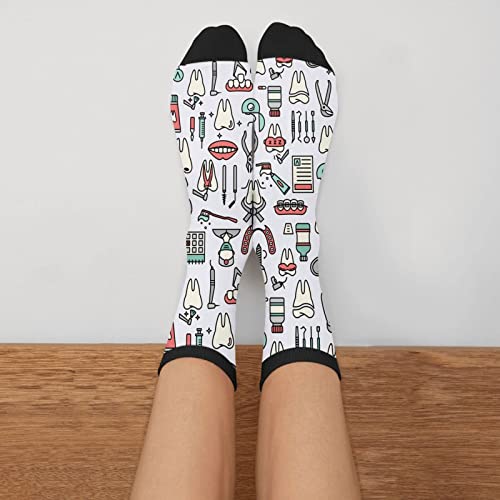 Dentist Dress Socks Novelty Casual Dentistry Teeth Crew Socks Gifts For Men Women