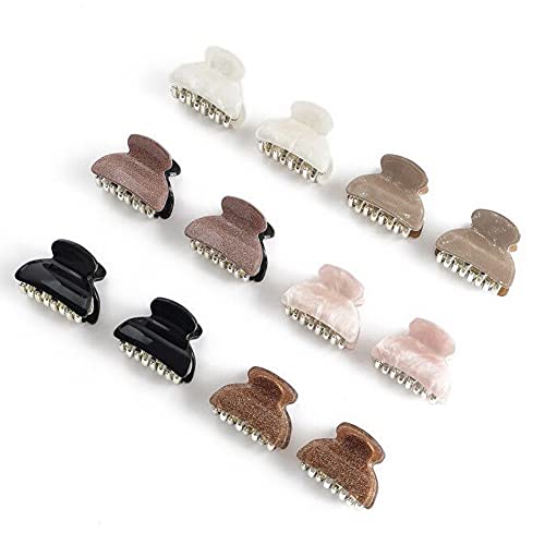 Small Hair Clips, Cute Checkerboard Hair Claw Clips for Women 1.57 inch Hair Clip for Girls Acrylic Plastic Hair Jaw Clamp Pack of 12 (Color A)