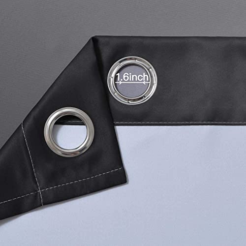 Yakamok Room Darkening Ombre Curtains 84 Inch Length, Black and Greyish White Thermal Insulated Gradient Color Curtains,Light Blocking Grommet Window Drapes for Bedroom,62 Inch Width,2 Panels