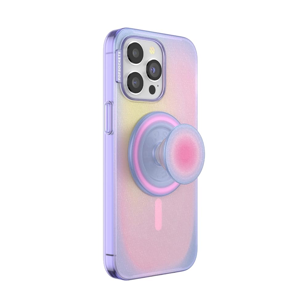 PopSockets iPhone 15 Pro Max Case with Round Phone Grip Compatible with MagSafe, Phone Case for iPhone 15 Pro Max, Wireless Charging Compatible - Aura