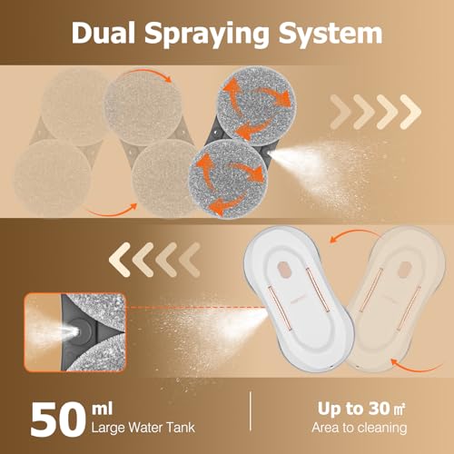 CHOVERY Window Cleaner Robot with Dual Water Spray Window Cleaning Robot Window Cleaner with Automatic Water Spray Window Washer Robot Glass Cleaning Robot 3000Pa Sunction Power