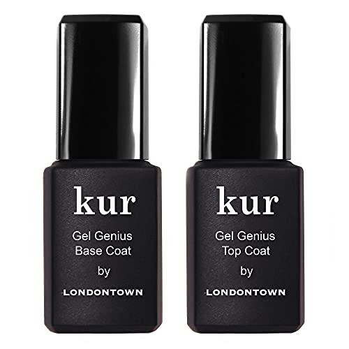 LONDONTOWN kur Gel Genius Gel-Like Set, Top Coat & Base Coat Set For Long Lasting Manicure