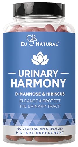 Urinary Harmony D-Mannose Supplement – Urinary Tract Health for Women – Potent Clinical Strength Formula with D-Mannose and Hibiscus Cleanses and Flushes the Urinary System – 60 Fast Acting Capsules