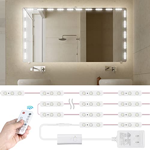 Kintion LED Vanity Mirror Light, Hollywood Style 60pcs Ultra Bright White LED, 9.8ft/3m Dimmable Strip Light, Bathroom Waterproof, Memory Function, Time Shutdown, Breath Mode (Mirror Not Include)
