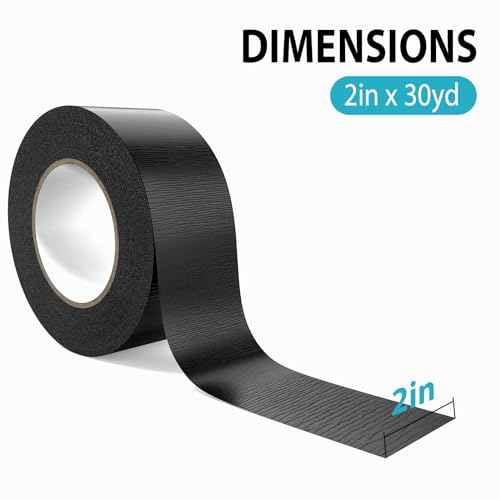 360Tronics Heavy Duty Black Duct Tape 2 Inch x 30 Yard, All-Weather Tearable Multi-Purpose Repair Tape, Perfect for Packaging, Patching, Crafts and DIY Projects (1-roll Pack)