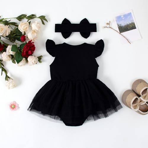Magic Park 0-18M Infant Bodysuit Tutu Dress Baby Girl Romper Dress Toddler Solid Color Tulle Skirt Baptism Holidays Outfits (Orange, 0-3 Months)