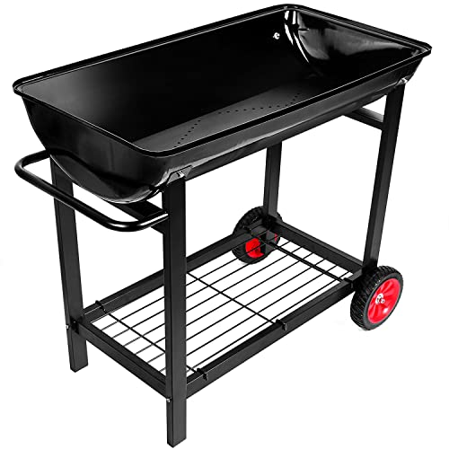 Aveyas Metal Raised Planter Box on Wheels with Complete Gardening Kit, Elevated, Mobile Garden Bed Cart with Legs - Ideal for Indoor & Outdoor Patio, Backyard Planting of Vegetables, Herbs, Flowers