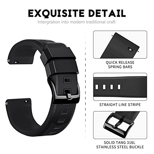 Ritche Christmas Gift Christmas Stocking Stuffers 18mm Silicone Watch Band Black Quick Release Rubber Watch Bands for Men Women, White Elephant Gifts, Stocking Stuffers for Men