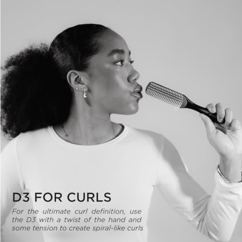 Denman Curly Hair Brush D3 (Black & Red) 7 Row Styling Brush for Detangling, Separating, Shaping and Defining Curls - For Women and Men