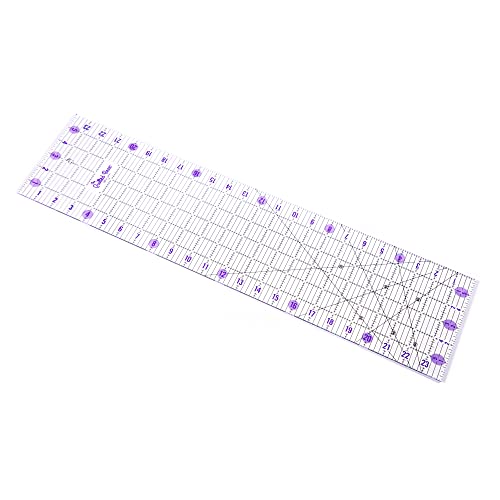 The Quilted Bear Quilting Rulers - Transparent Acrylic Non Slip Quilting, Patchwork & Sewing Ruler with Clear Black Lines & 30, 45 & 60 Degree Angles (2" x 12")