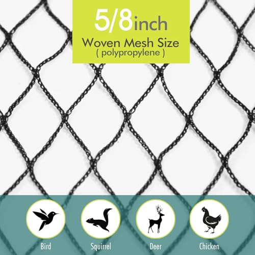 Bird Netting for Garden, Fetanten 7.5 x 65 FT Heavy Duty Garden Netting Mesh Pest Barrier with Ties and Staples for Vegetable, Fruit Trees, Blueberry Protection Against Birds, Deer, Poultry