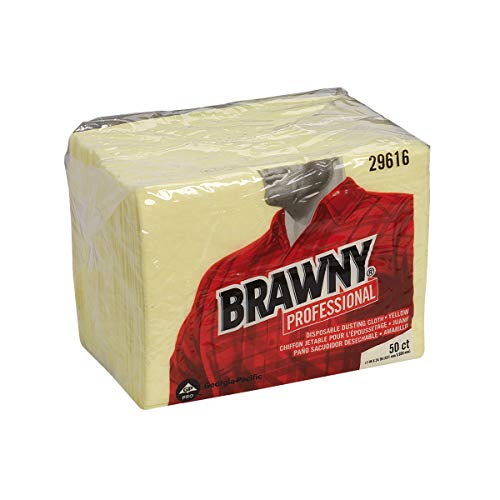 Brawny Yellow 1/8 Fold Disposable Dusting Cloth by GP PRO (Georgia-Pacific), 24" Length x 17" Width, 29616 (Case of 4 Packs, 50 Cloths per Pack)