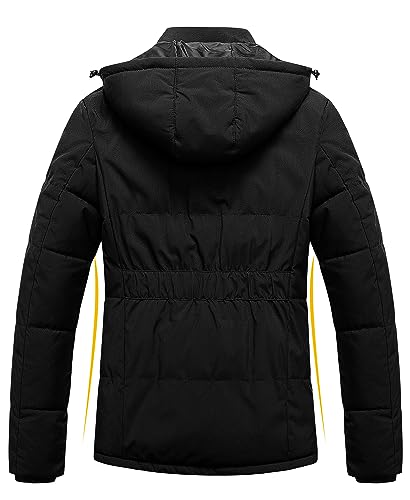 Pursky Ladies Winter Coats Heavyweight Quilted Short Puffer Outwear Usually Down Jackets Parkas Shine Black 2XL