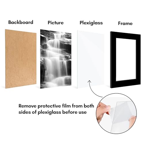 Americanflat 11x14 Picture Frame with Polished Plexiglass - Set of 5 - Galleria Collection - Gallery Wall Frame Set for Wall Display - Black