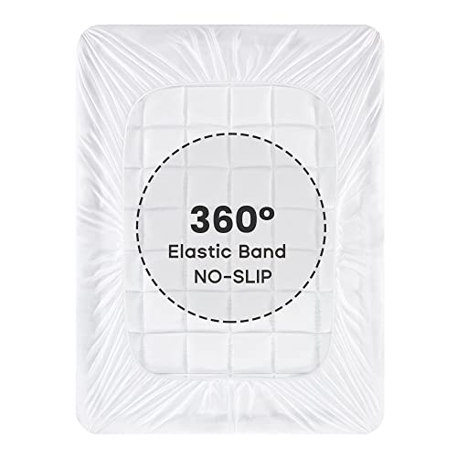 SONIVE Quilted Mattress Pad Soft, Fluffy Pillow Top Mattress Cover, Down Alternative Fill Mattress Topper, Streches up to 21 Inches Mattress Cover, Deep Pocket (White, Twin)