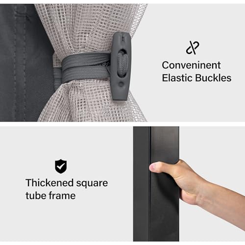 LAUSAINT HOME Outdoor Patio Gazebo 10'x10' with Expansion Bolts, Heavy Duty Gazebos Shelter Party Tent with Double Roofs, Mosquito Nettings and Privacy Screens for Backyard, Garden, Lawn, Navy Blue