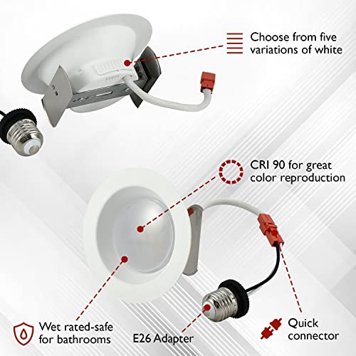 Lunabode LED 4 Inch Recessed Light Ultra- 1 Pack Thin Dimmable Ceiling Light Fixtures | 5cct LED Can Lights 2700K/3000K/3500K/4000K/5000K | Damp Rated, Retrofit Installation, ETL & UL Certified