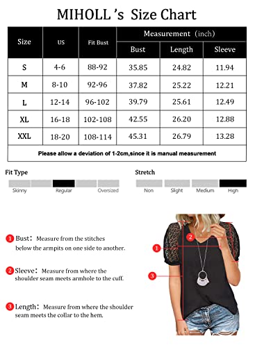 MIHOLL Women's Striped Short Sleeve V Neck Shirts Loose Casual Tops Blouse