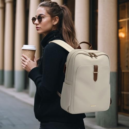 GOLF SUPAGS Laptop Backpack Purse for Women Fits 14 Inch Notebook Casual Daypack Work Travel College Bookbag Fashion Computer Bag (Apricot, 14 Inch)