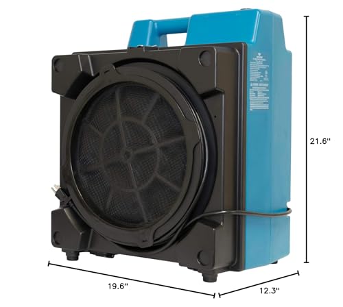 XPOWER X-3580 Commercial Air Scrubber, Negative Air, 600 CFM, 4-Stage HEPA Filtration, 5-Speed, Filter Light, Energy Efficient, High ROI, Blue
