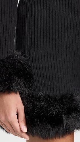 Show Me Your Mumu Women's Fran Mini Dress, Black Knit w/Faux Fur