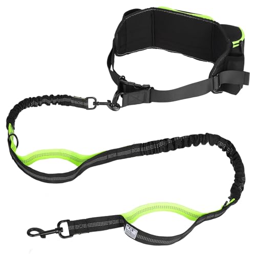 Manificent Hands Free Dog Leash for Medium Large Dogs, Wide Padded Waist Leash Bungee Leash Dog Running Leash for Dog with Reflective Stitching for Walks, Jogging, Running, Hiking, and Dog Training