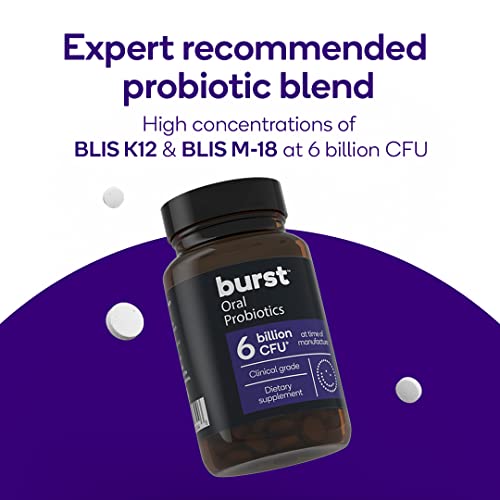 Burst Oral Probiotic - Bad Breath Support for Adults - Chewable Dental Oral Probiotics for Immune Support, Fresh Breath with Blis K12 & M18 - Mint (45 Count)