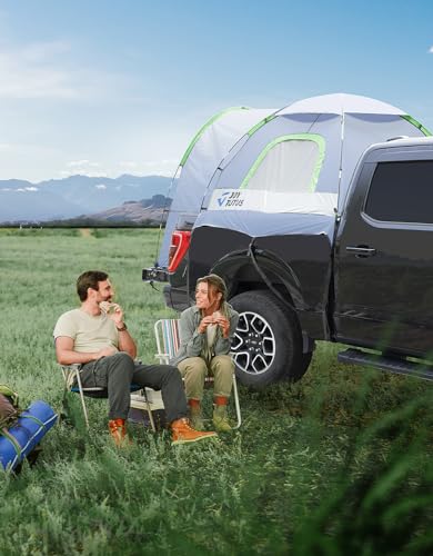 JOYTUTUS Truck Tent with Rainfly 5.5Ft-6Ft, Straight Spacious Truck Bed Tent with Sky View Mesh, Waterproof PU2000mm Double Layer for 2 Person