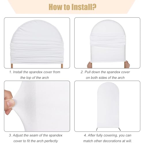 Arch Backdrop Cover, 3.3x6.6FT Chiara Backdrop Stand Covers, 2-Sided Wedding Arch Cover, Spandex Fitted Arch Backdrop Stand Cover for Wedding Birthday Party Decoration (Beige, 6.6 FT)