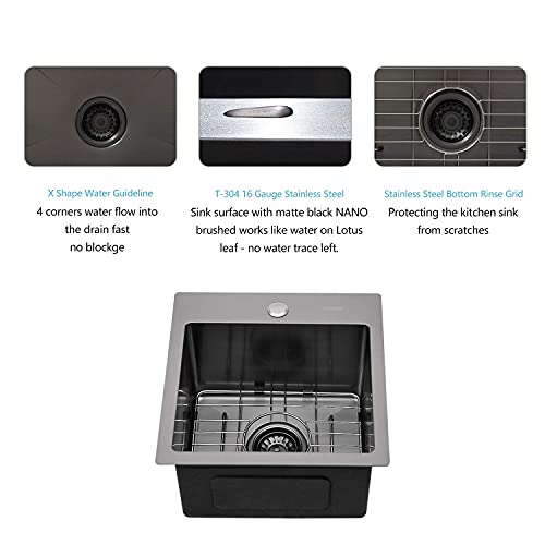 Lordear 36 Inch Drop in Kitchen Sink 36 x 19 Topmount Drop in Kitchen Sink 16 Gauge Stainless Steel Single Bowl Deep Kitchen Sink with Drain Strainer