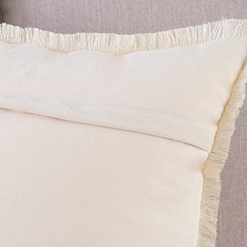 MADIZZ Set of 2 Suede Throw Pillow Covers with Fringe Tassels 26x26 Inch Light Green Soft Decorative Cushion Cover for Sofa Bedroom Pillow Shell
