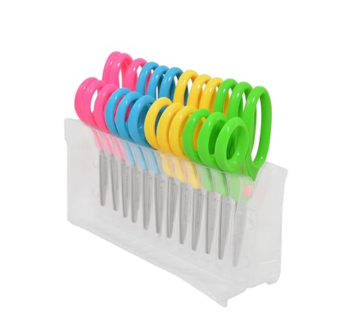 Westcott 5’’ Pointed Safety Scissors For Kids, Assorted, Pack of 12 (14872)