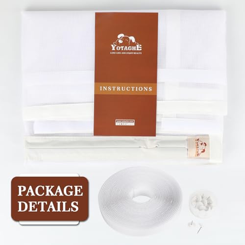 Yotache White Door Net Screen with Magnet Fits Door Size 48 x 83, Screen Size 50" x 84" Patio French Door Net Heavy Duty Mesh Pets and Kids Friendly