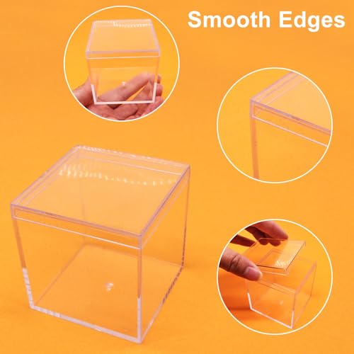 GDFYMI 12Pcs Clear Acrylic Box, Mini Storage Box with Lid Acrylic Containers Plastic Square Cube for Display Jewelry Candy Pill-2.1x 2.1x 2.1