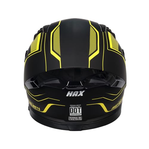HAX Full Face Motorcycle DOT Approved Helmet with Dual Rear Wing and Pinlock Ready - Lightweight and Durable Motorbike Street Bike Helmet for Adults (Scorpion,XL)