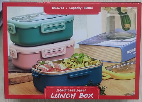 Lille Home 28oz Stainless Steel Leakproof 2-Compartment Bento Lunch Box/Portion Control Food Container with Lunch Bag and Cutlery Set, BPA Free (Blue)