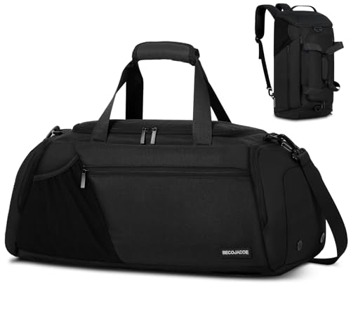 BECOJADDE Gym Bag for Men Women, 45L Large Gym Backpack Multiple Pockets Sport Duffle Bags with Shoe & Wet Compartment for Workout Travel Weekend Overnight, Green
