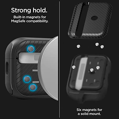 Spigen Mag Armor (MagFit) Designed for AirPods Pro 2nd Generation Case 2022/2023 (USB-C/Lightening Cable) MagSafe Compatible Magnets Embedded - Matte Black