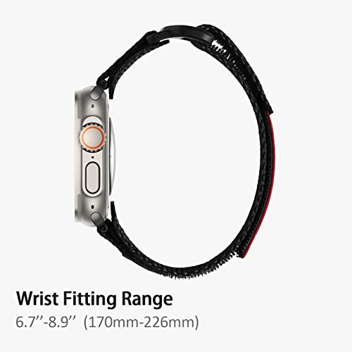 ULTIMAL Band Compatible with Apple Watch 49mm 45mm/44mm/42mm 41mm/40mm/38mm, Tough Breathable Nylon Sports Strap, Hollow Out Design for iWatch Series 8/7/6/5/4/SE/3/2/1/Ultra (38mm/40mm/41mm, Black)
