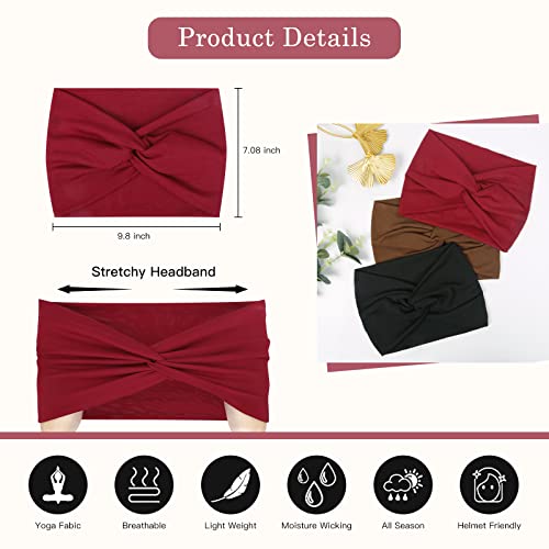 Tobeffect Wide Headbands for Women, Tie Dye Extra Large Turban Headband Boho Hairband Hair Twisted Knot Accessories, 6 Pack