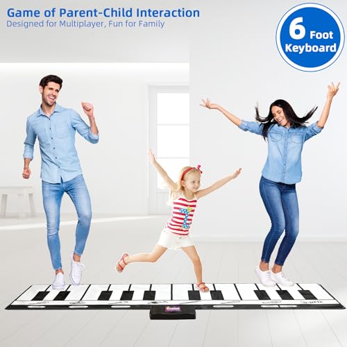 SUNLIN 6ft. Piano Mat, Floor Keyboard Playmat: 24 Keys, 10 Demos, 8 Instrument Sounds, Record & Playback, Giant Interactive Musical Toys Gifts for Boys & Girls Age 3 4 5 6 7 8 9 Years Old